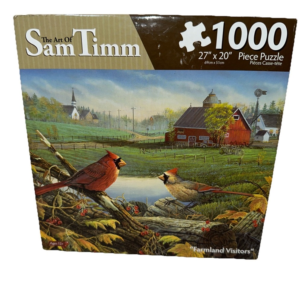The Art of Sam Timm 1000 Piece Jigsaw Puzzle 'Farmland Visitors' 27"x20" SEALED